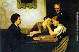 An Interesting Game Paintings - The Card Game by Hugo Oehmichen